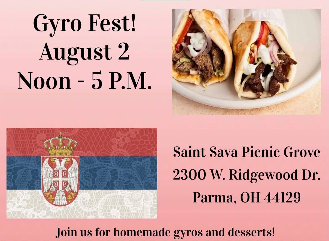 Gyro Fest at the Saint Sava Picnic Grove, Sunday, August 2, 2026, in Parma, Ohio