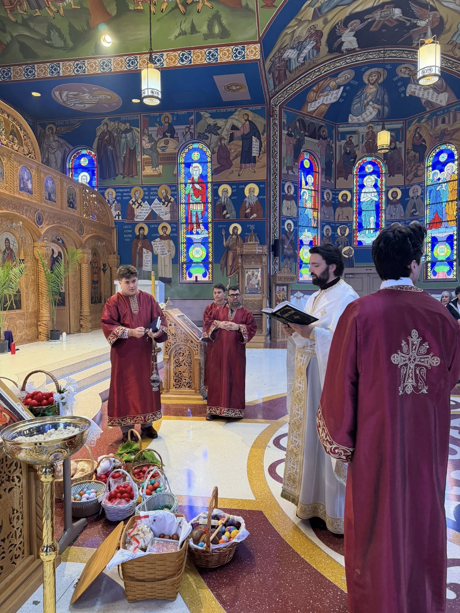 Blessing during Pascha services at Saint Sava Cathedral